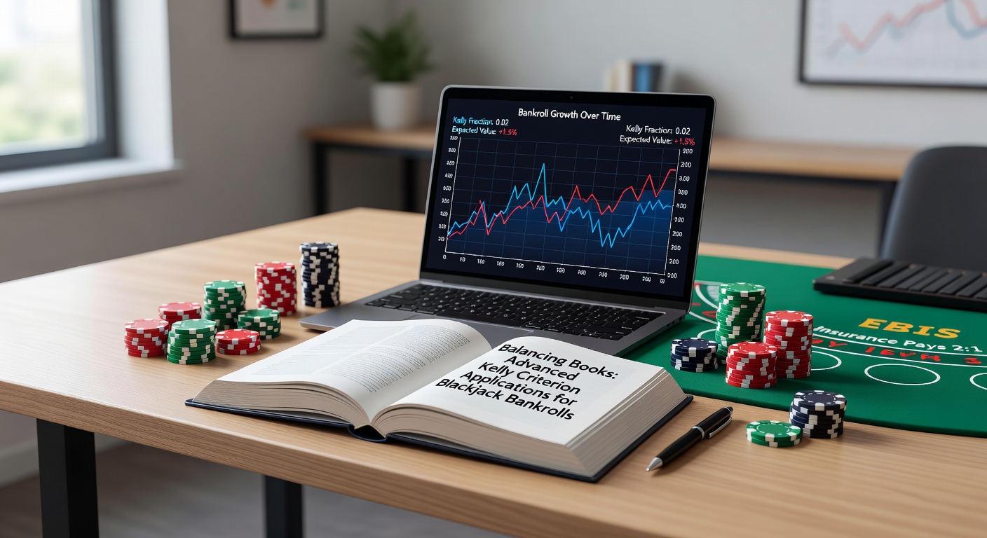 Screenshot of advanced blackjack bankroll management software displaying real-time Kelly fraction recommendations based on true count and bankroll size