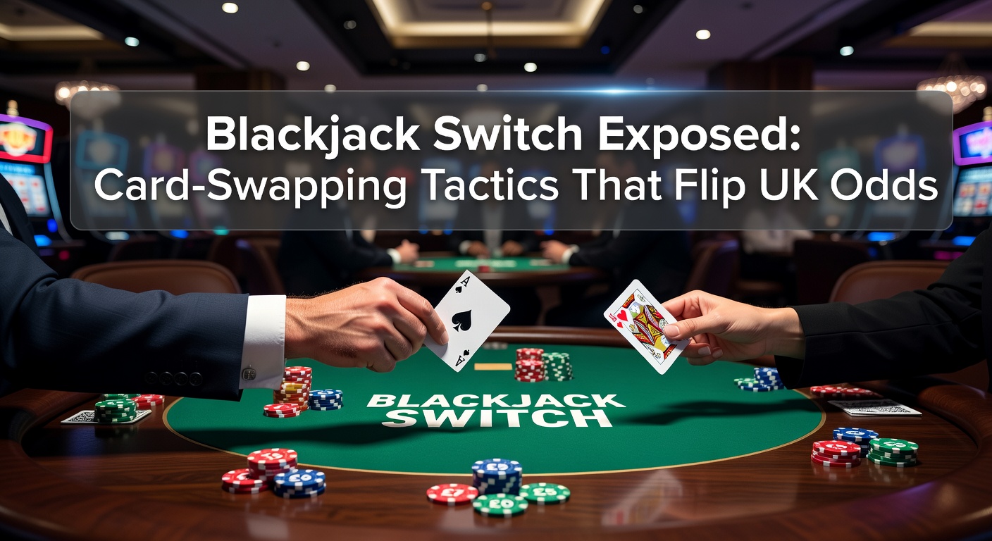 Close-up of a Blackjack Switch table where two player hands show swapped cards, highlighting the tactical switch mechanic in action during a UK casino game