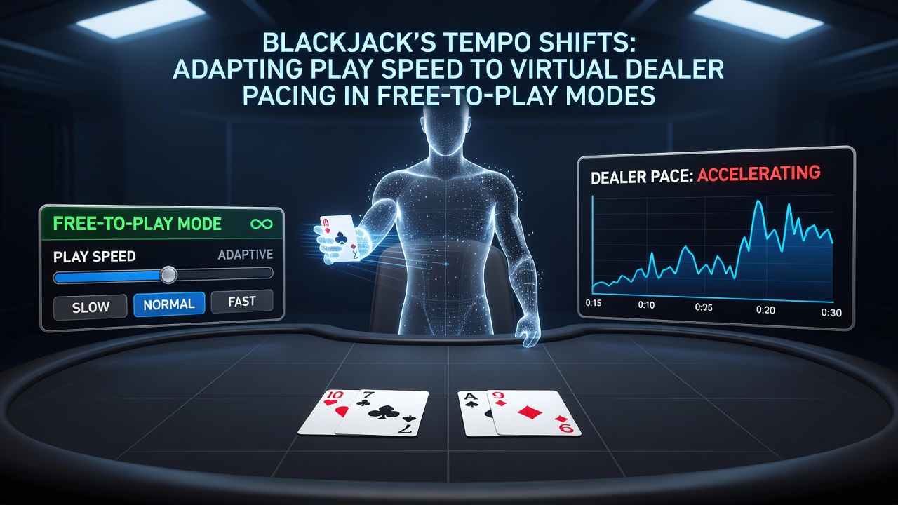Player interface close-up demonstrating speed adjustment tools and pacing indicators during a free-to-play blackjack session