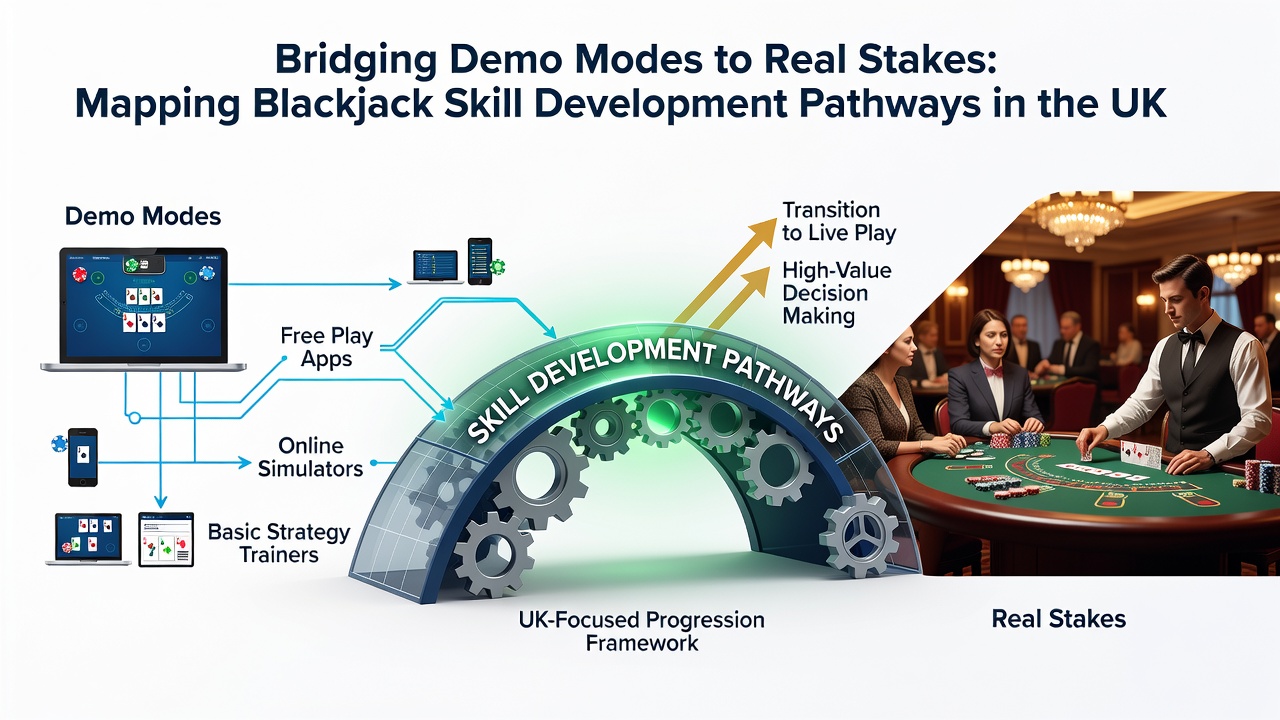 Split-screen view of blackjack strategy chart alongside a live UK online table, illustrating the bridge between practiced decisions and actual gameplay