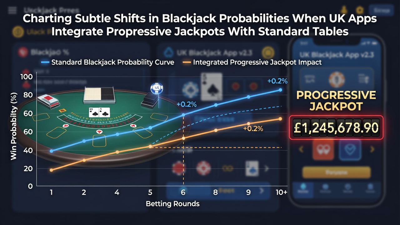 Blackjack table interface showing progressive jackpot meter integrated with standard play options on a UK mobile app