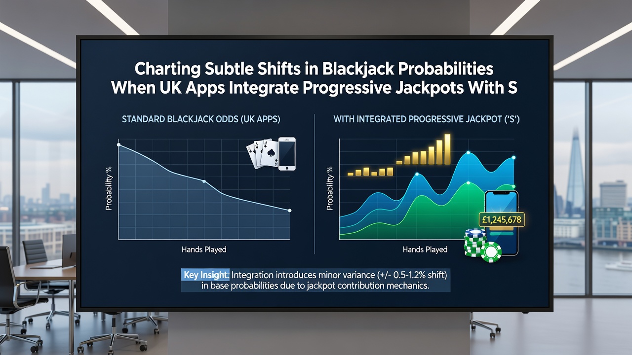 Mobile screen displaying updated probability readouts next to a growing progressive jackpot total during live blackjack sessions