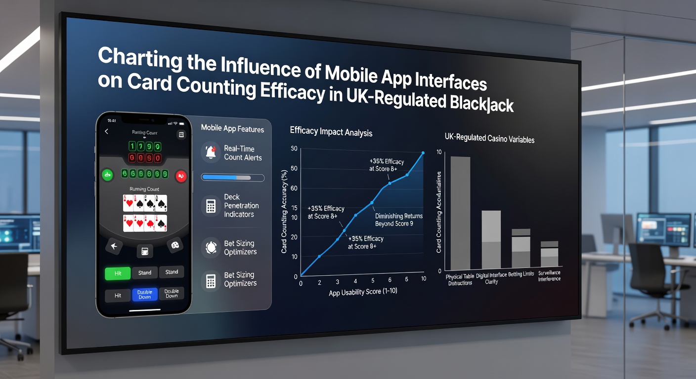 Close-up of blackjack mobile interface showing running count overlay and gesture controls during play