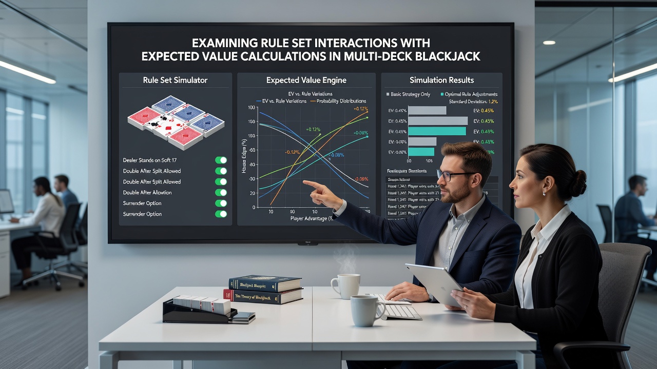 Expected value heat map illustrating interactions between surrender, double after split, and deck penetration in six-deck blackjack