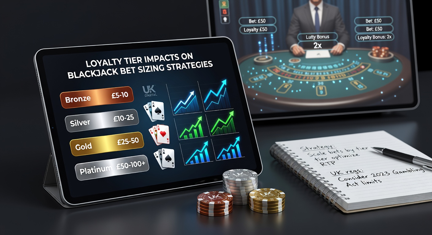 UK digital casino interface displaying blackjack loyalty tier progression and bet adjustment options