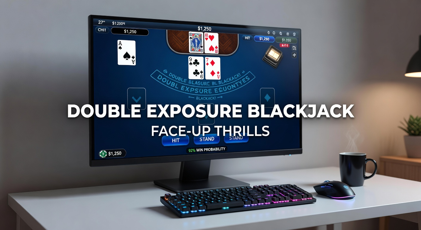 Close-up of a strategy chart for Double Exposure Blackjack, highlighting hit/stand/double decisions based on visible dealer cards