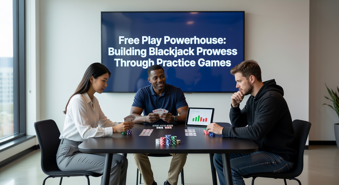 Player honing blackjack skills on a free play digital table, chips stacked neatly amid virtual cards and dealer animations