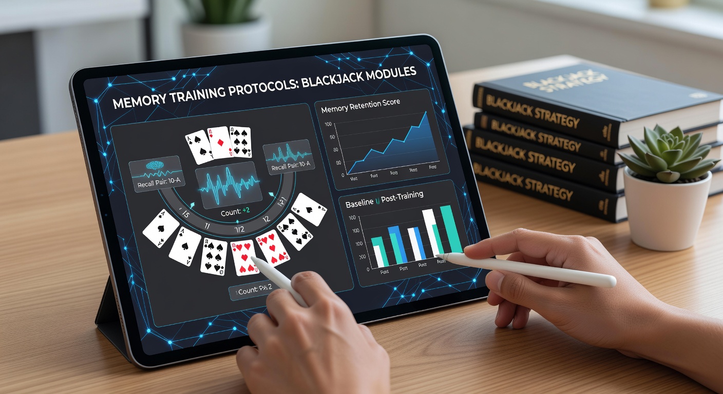User engaging with memory recall exercises in a blackjack training app on mobile device