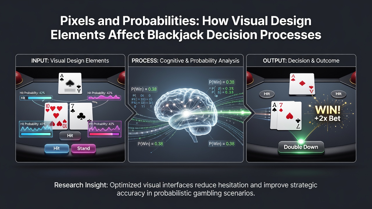 Close-up view of animated card dealing sequence with probability meter and decision panel in a modern blackjack app interface
