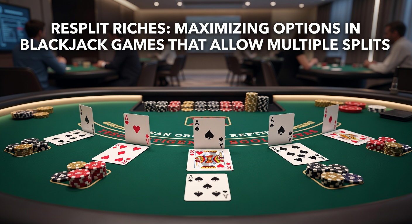 Blackjack table showing multiple split hands with aces and eights, highlighting resplit opportunities during play