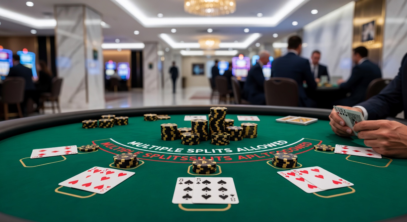Close-up of a blackjack strategy chart detailing resplit decisions for pairs against various dealer upcards