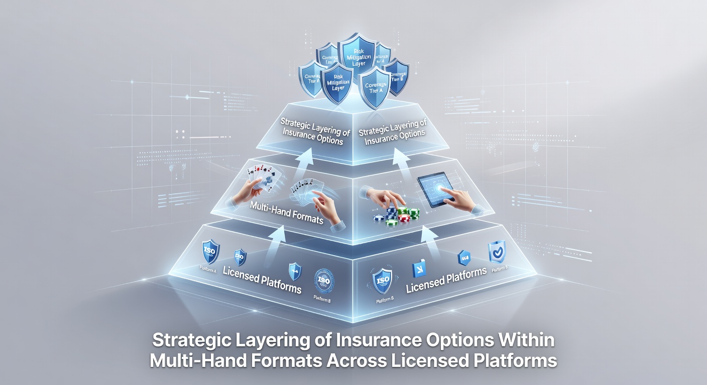Strategic layering example with highlighted insurance bets on multiple blackjack hands