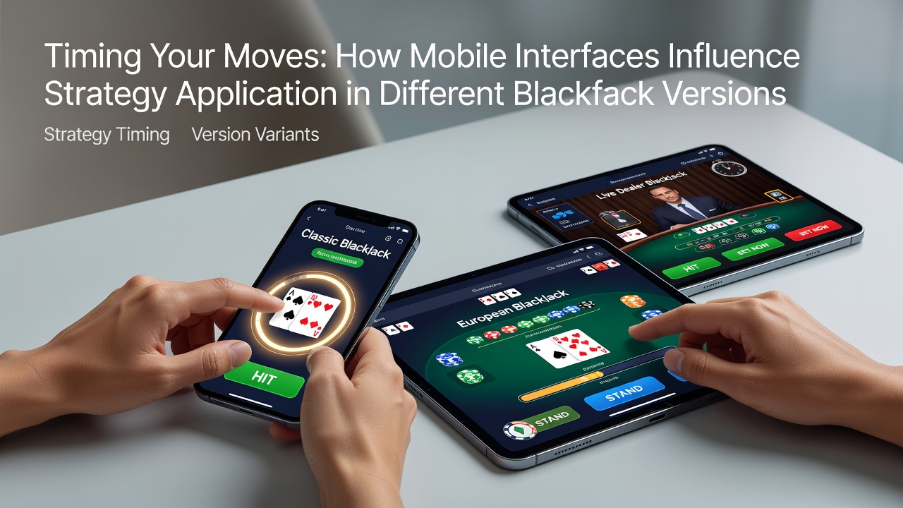 Mobile blackjack interface showing touch controls and strategy prompts during gameplay on a smartphone screen